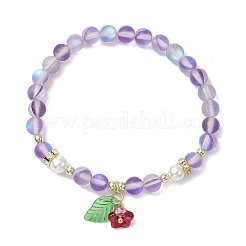 5шт 5 цвета круглые синтетические лунные бусины эластичные браслеты BJEW-JB11567