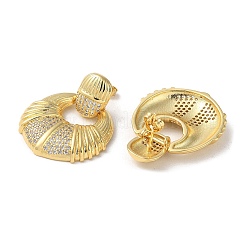 Серьги-гвоздики из латуни с микропаве и кубическим цирконием EJEW-M230-09G