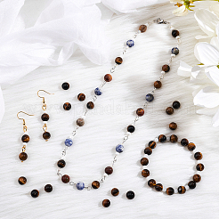 Круглые тигровый глаз бисер пряди&nbsp;G-AR0002-41