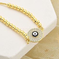 Латунные браслеты-слайдеры с микропаве из кубического циркония для женщин BJEW-S158-08G-01