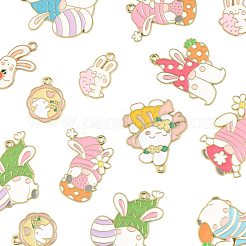 24 шт. 12 подвески из эмалевого сплава в виде пасхального кролика и гнома ENAM-FS0003-99