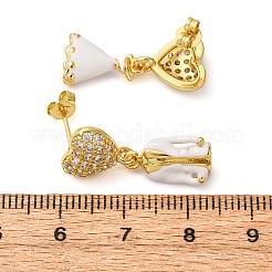 Серьги-гвоздики с цирконом из латуни EJEW-D322-03G-02