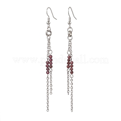 Круглые серьги-подвески из нержавеющей стали 304 с натуральным гранатом EJEW-JE06783-03