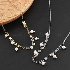 Ожерелья из латунных цепочек «роло» и плоских пайеток для женщин&nbsp;NJEW-D302-56