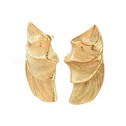 Серьги-гвоздики в форме листа из нержавеющей стали 304&nbsp;EJEW-Z155-01G