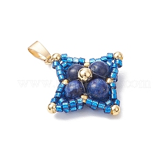 Подвески в виде звезд из окрашенного натурального лазурита и стеклянных бусин&nbsp;PALLOY-MZ00692-03