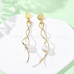 Круглые серьги-гвоздики с кисточками из латуни KK-P325-49G