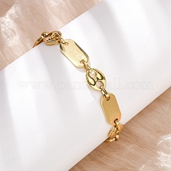 Браслеты из нержавеющей стали 304 в форме овальных звеньев и «свиного носа» для женщин.&nbsp;BJEW-F527-04G