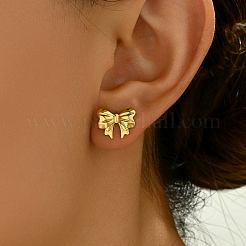 Серьги-гвоздики из нержавеющей стали с бантом KQ5792