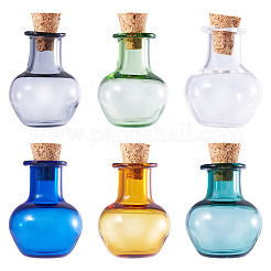 6шт 6 цвета круглые стеклянные пробковые бутылки орнамент&nbsp;AJEW-TA0001-75