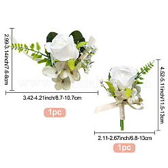 2шт. 2 стиля шелковая ткань имитация розы корсаж бутоньерка AJEW-CP0001-61A