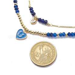 2шт 2 стиля кубический цирконий сердце с улыбающимся лицом кулон ожерелья набор&nbsp;NJEW-JN04043