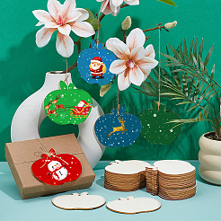 Яблоко незаконченные пустые деревянные подвески для живописи&nbsp;HJEW-WH0063-005