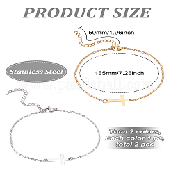2шт 2 цвета 201 нержавеющая сталь тросовые цепи браслеты для женщин мужчин&nbsp;BJEW-LP0001-46