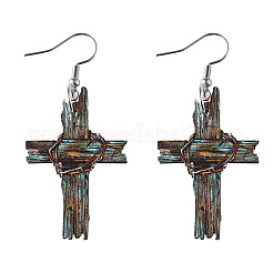 Серьги-подвески из дерева с двухсторонним принтом&nbsp;FS-WGB0329-01