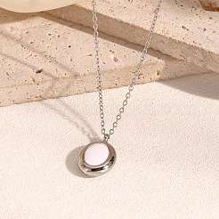 Овальные подвески из нержавеющей стали с белой эмалью для женщин PG1145-3