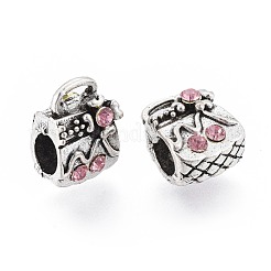 Античный серебряный тон сплава горный хрусталь европейских бисер&nbsp;RB-J558-08AS-C