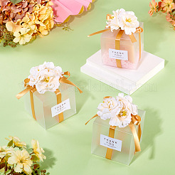 Прозрачные подарочные коробки для упаковки конфет из ПВХ с лентой и искусственным цветком CON-TAC0001-20D