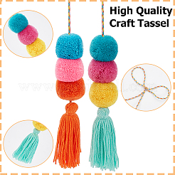 Полиэстер кисточкой кулон украшение HJEW-WH20003-04A-05