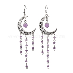 Серьги-люстры из сплава в тибетском стиле с полой луной EJEW-JE05543