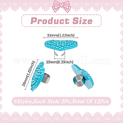 12 шт. 6 цвета сердце из полимерной глины стразы стетоскоп подвеска украшения HJEW-MA00011