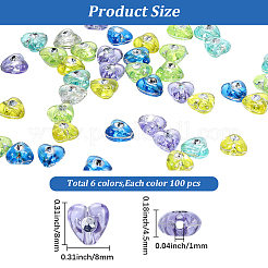 600 шт. 6-х цветные прозрачные акриловые бусины с покрытием&nbsp;PACR-PA0001-14