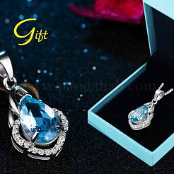 Изысканный кулон из латуни в форме капли с кубическим цирконием ZIRC-EE0001-001P