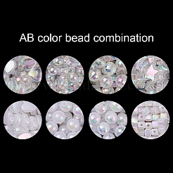 Набор экологически чистых прозрачных и непрозрачных акриловых бусин из полистирола&nbsp;DIY-YW0005-04