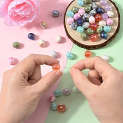 50шт УФ-покрытие непрозрачные акриловые бусины OACR-YW0003-10A