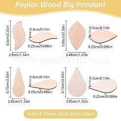 Наборы для самостоятельного изготовления большого брелока-подвески из тополя в форме листа и капли&nbsp;DIY-YW0011-58