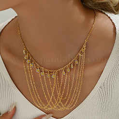 Роскошный элегантный ближневосточный стиль латунный белый эмалевый цветок кисточка кулон нагрудник ожерелье для женщин OU2157