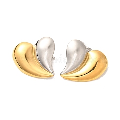 Двухцветные серьги-гвоздики из нержавеющей стали 304 EJEW-F355-04GP-03