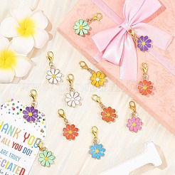 50 шт. 10 стиля подвесных украшений в виде цветов из сплава и эмали&nbsp;HJEW-YW00268