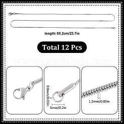 12 шт. ожерелье из круглой цепочки-змейки из нержавеющей стали 304&nbsp;NJEW-SC0001-05