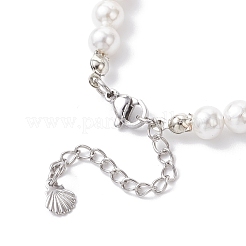 Браслеты из натурального розового кварца и стеклянного жемчуга BJEW-JB12318-01