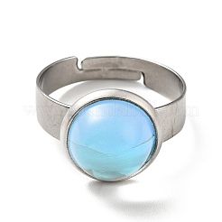 Плоское круглое регулируемое кольцо из стекла k9 RJEW-G253-01A-P