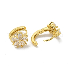 Серьги-кольца из латуни с микропаве из кубического циркония EJEW-C088-27G-01