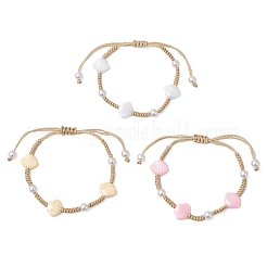 3шт регулируемые браслеты из искусственного жемчуга из АБС-пластика с бусинами для женщин&nbsp;BJEW-JB11871