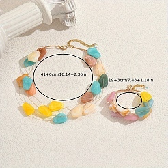 Комплект из браслетов и ожерелий из смоляных бусин в стиле бохо-отпуск для женщин RX2364