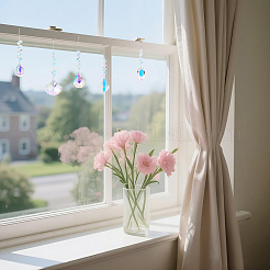 6 шт. 6 стиля стеклянные подвесные ловцы солнца в форме капли и овала&nbsp;HJEW-FH00201