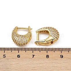 Овальные серьги-кольца из латуни с микропаве из прозрачных кубических цирконий EJEW-S277-10G-A