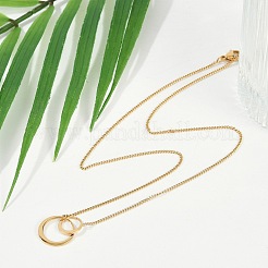 Ионное покрытие (ip) 304 нержавеющая сталь двойное кольцо кулон витая цепь ожерелья для женщин NJEW-P320-10G