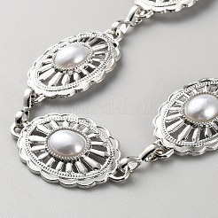 Сплав и абс искусственный жемчуг овальные звенья поясные цепи AJEW-WH0606-026P