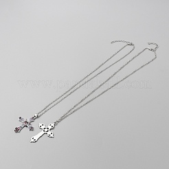 Крест череп сердце бабочка сплав горный хрусталь кулон ожерелья наборы&nbsp;NJEW-WH0015-37