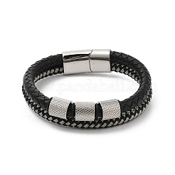 Плетеный кожаный многожильных браслеты BJEW-Z081-15P