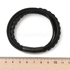 Ионное покрытие(ip) плетеные микрофибровые кожаные многорядные браслеты для мужчин BJEW-Z081-17EB