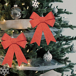 Рождественский ПВХ блестящий бант&nbsp;AJEW-SP0003-72B-01