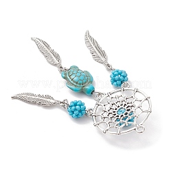 Синтетические бирюзовые бусины из сплава подвески-ловцы снов&nbsp;PALLOY-MZ00708-01