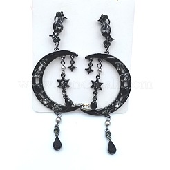 Серьги-гвоздики с подвесками из сплава лунного цвета со стразами FS-WG765D7-01