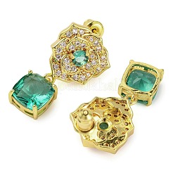 Серьги-гвоздики из латуни с микропаве и кубическим цирконием&nbsp;EJEW-I304-12G-01